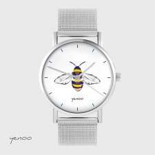 Zegarek, bransoleta - Pszczoła - metalowy mesh