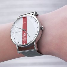 Zegarek, bransoleta - Szczęście - metalowy mesh, unisex