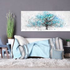 Obraz na płotnie do salonu - Drzewo w błękitach format 150x60cm 02336
