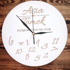 Drewniany zegar "numbers" personalizowany, biały