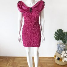 różowa drapowana sukienka vintage DR301