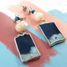 Kolczyki szafirowe z beżem