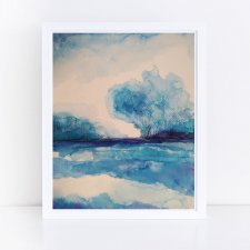 Abstrakcyjny pejzaż -  akwarela formatu 18/24 cm