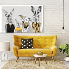 OBRAZ NA PŁÓTNIE format 120x80cm ZAJĘCZA RODZINA 02344