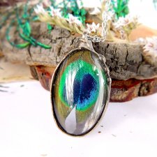 Zielone pawie oczko - wisiorek szklany