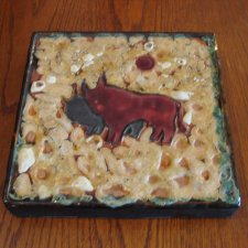 dekor ceramiczny byk, lata 60-te