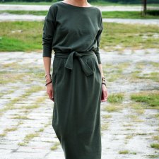 NINA - 100% Polska produkcja, dresowa sukienka na jesień - khaki