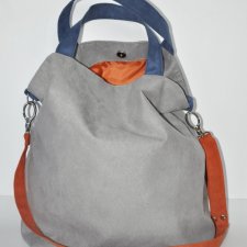 Torba hobo XXL - szarość, pomarańcz, kobalt