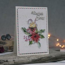 Bożonarodzeniowa kartka z kubkiem ciepłej czekolady