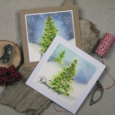 Komplet kartek świątecznych z motywem zimowym