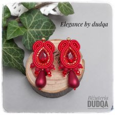 Kolczyki sutasz soutache Elegance by dudqa czerwone