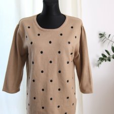 Karmelowy Sweter Kropki Grochy  roz 40  Vintage