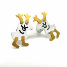 Srebrne pozłacane kolczyki Łosie-Renifery