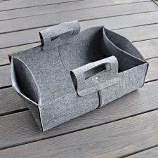 Mniejszy płaski kosz filcowy - szary - na różności