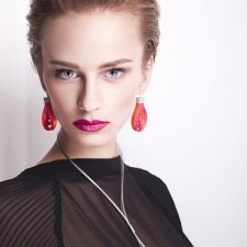 Kolczyki srebrne FOLKLOVE - pomarańczowy róż