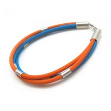 Rubber Bracelet - Dwukolorowa bransoletka z kauczuku i srebra
