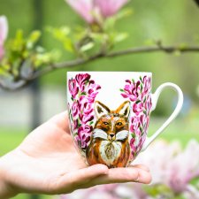 Porcelanowy kubek do kawy z lisem i magnoliami