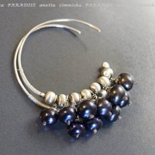 SREBRO, kolczyki -  naturalne czarne perły