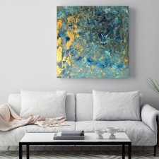 Obraz współczesny do salonu 50/50 Abstrakcja Błękitna  akrylowy olejny