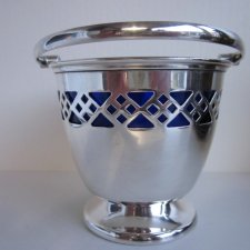 Niespotykana elegancka kobaltowe szkło i Plater - arcyciekawa srebrzona cukiernica pojemnik na konfiturę