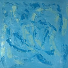 Obraz DUZY 90/90 Błękitna laguna Abstrakcja  Minimalizm do salonu na prezent niebieska akrylowy olejny