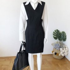 Jean Claire wełniana czarna sukienka vintage DR288
