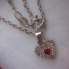 SILVER 925 - YOUNG LADY SØLV - RUBIN SREBRO cyrkonie WISIOREK Z ŁAŃCUSZKIEM NOWY KOMPLET