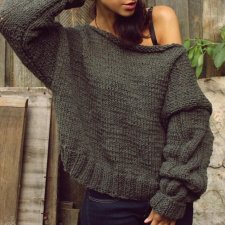 SZARY SWETER  HANDMADE Z WEŁNĄ