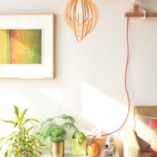 SPIRALNA lampa geometryczna sufitowa wisząca do salonu pokoju ze sklejki industrialna w stylu skandynawskim ABAŻUR PLAFON handmade