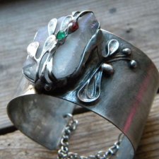 kwarc z granatem i agatem  - BRANSOLETA MANKIET - CUFF