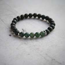 MĘSKA BRANSOLETKA : AGAT ZIELONY & LAWA