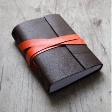 Skórzany notes brąz-pomarańcz