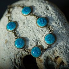 Stylowa bransoletka regulowana Orient Türkis z błękitnymi oczkami ceramicznymi ⌀12 mm w antycznym brązie - wyjątkowy prezent dla Niej - biżuteria GAIA
