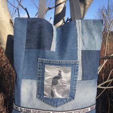 Torba denim- upcycling , unisex