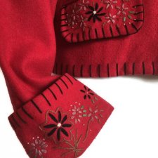 Czerwony haftowany żakiet vintage "Lim's" boho folk etno