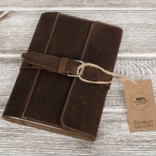 Ręcznie robiony skórzany notes, okładka na zeszyt format A5 skóra naturalna, personalizacja