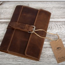 Ręcznie robiony skórzany notes, okładka na zeszyt format A5 skóra naturalna, personalizacja