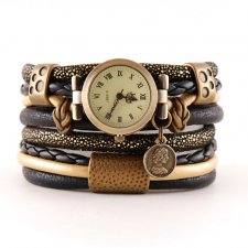 Zegarek- bransoletka złoto- czarny z monetą