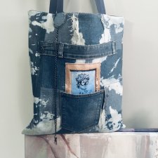 Torba denim- upcycling , unisex