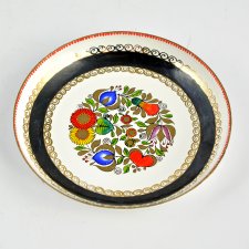 Miedziana emaliowana miska talerzyk, Austria lata 60.