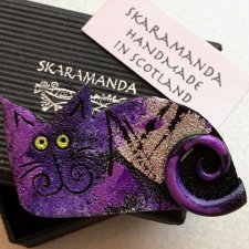 Skaramanda hand made in Scotland ❤ Kot lekko karnawałowy ❤ Broszka