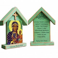 Personalizowana drewniana kapliczka z wizerunkiem Matki Bożej Częstochowskiej (mała)