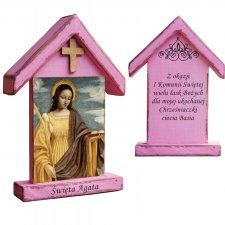 Personalizowana drewniana kapliczka / ikona z wizerunkiem Świętej Agaty (średnia)