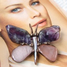Broszka i wisior (2 w 1): Motyl z ametystem
