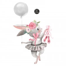 Naklejka króliczek, balonik, baletki