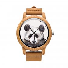 Drewniany zegarek z grafiką PANDA