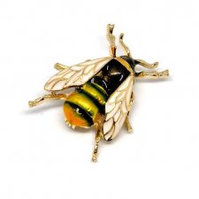 Broszka emalia metal pszczoła owad złoto