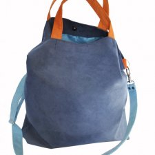 Torba hobo XXL - kobalt, pomarańcz, błękit