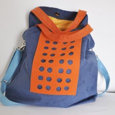 Torba hobo XXL - kobalt, pomarańcz, błękit