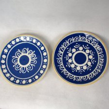 Dwa niebieskie-gliniane-malowane talerzyki-hand made.